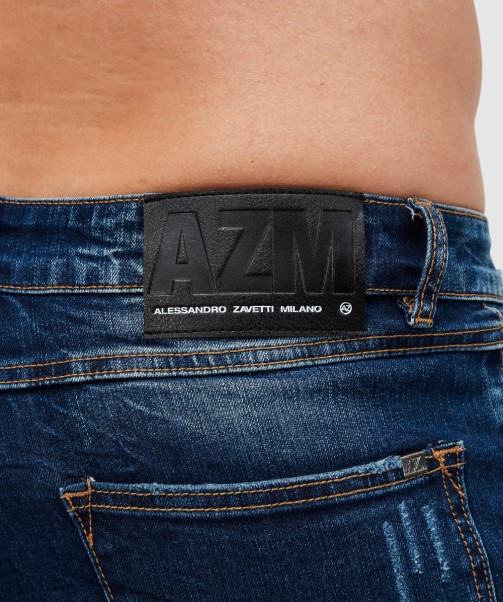 Zavetti Canada Blue Griporini Indigo Slim Carrot Denim Jean