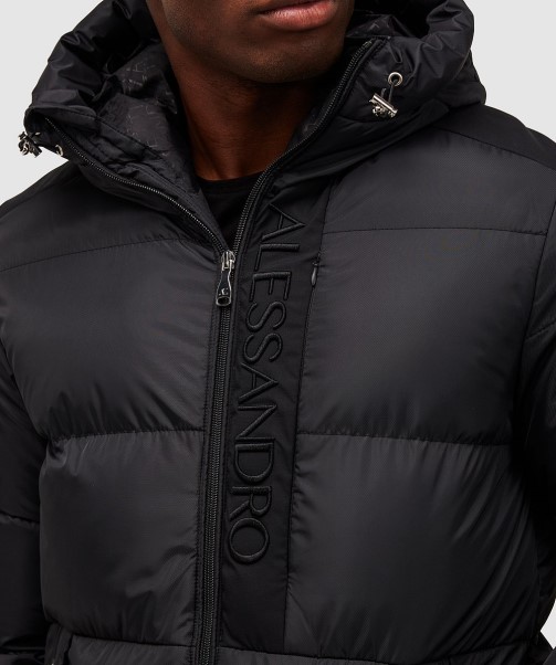 Black Torno Longline Puffer Jacket Zavetti Canada