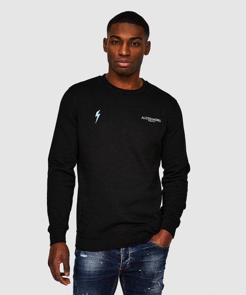 Jet Black Aztec Beam Back Logo Sweatshirt Zavetti Canada