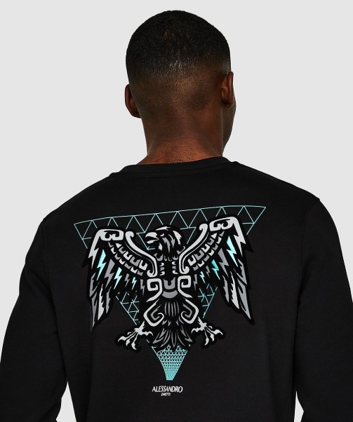 Jet Black Aztec Beam Back Logo Sweatshirt Zavetti Canada