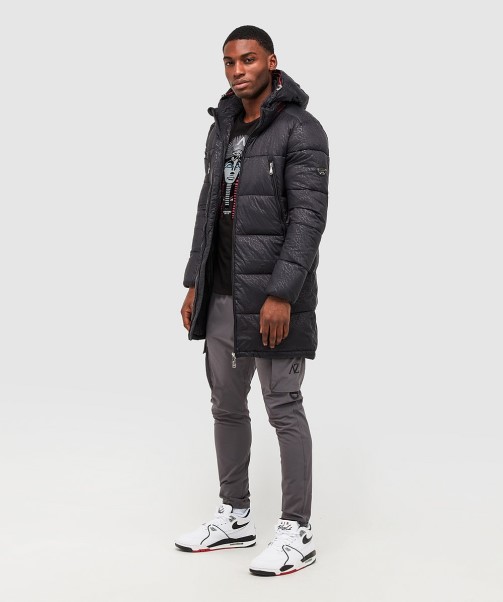 Black Viaro Aop Longline Puffer Jacket Zavetti Canada