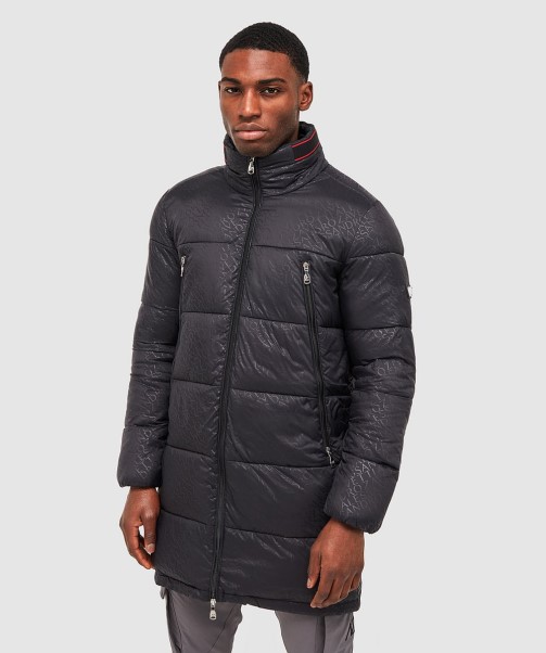Black Viaro Aop Longline Puffer Jacket Zavetti Canada