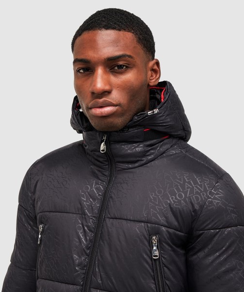 Black Viaro Aop Longline Puffer Jacket Zavetti Canada