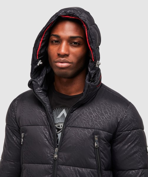 Black Viaro Aop Longline Puffer Jacket Zavetti Canada