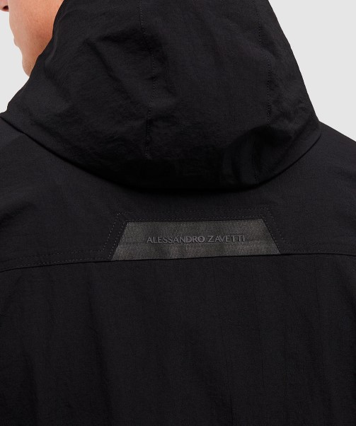 Marcello Cargo Hooded Overshirt Jet Black Zavetti Canada