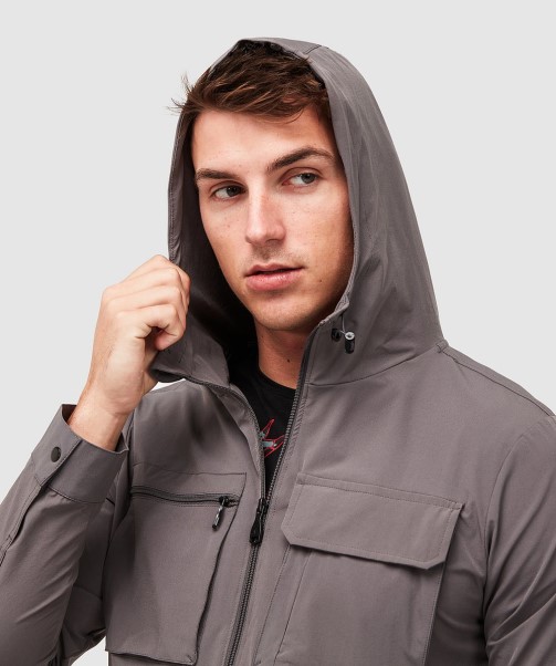 Charcoal Marcello Cargo Hooded Overshirt Zavetti Canada