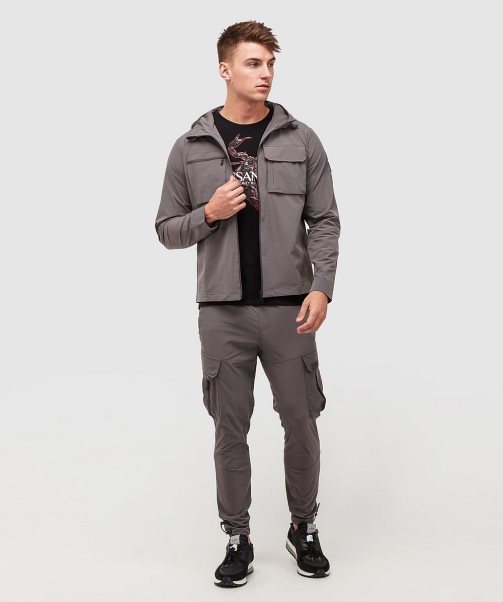 Charcoal Marcello Cargo Hooded Overshirt Zavetti Canada