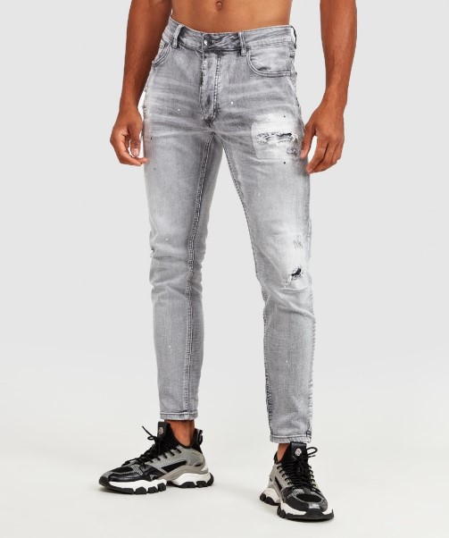 Grey Wash  Zavetti Canada Argento Slim Denim Jean