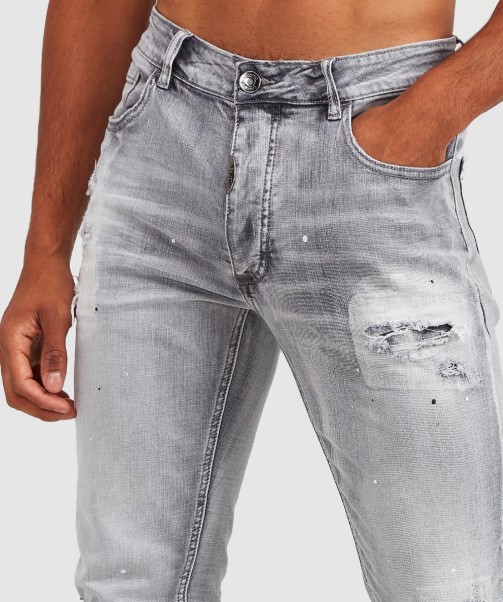 Grey Wash  Zavetti Canada Argento Slim Denim Jean