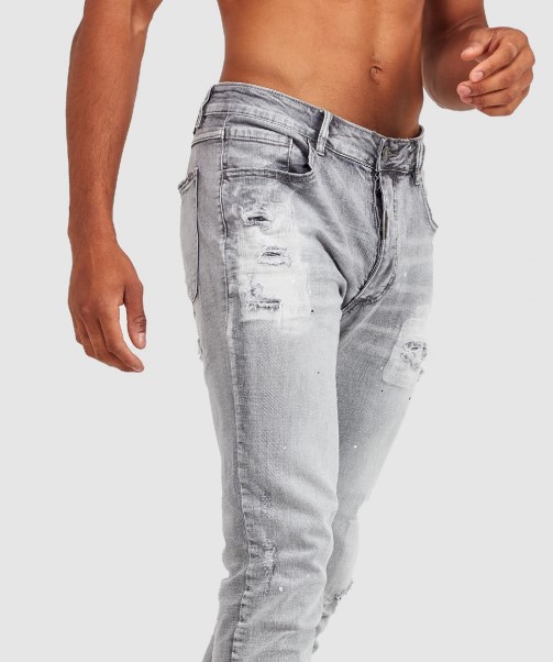 Grey Wash  Zavetti Canada Argento Slim Denim Jean