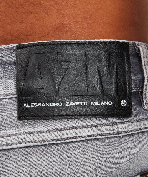 Grey Wash  Zavetti Canada Argento Slim Denim Jean