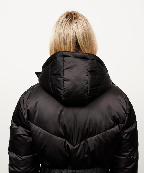 Womens Lucia Belted Chevron Fur Jacket Zavetti Canada Black