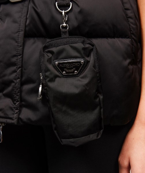 Zavetti Canada Womens Lucia Belted Chevron Fur Gilet Black