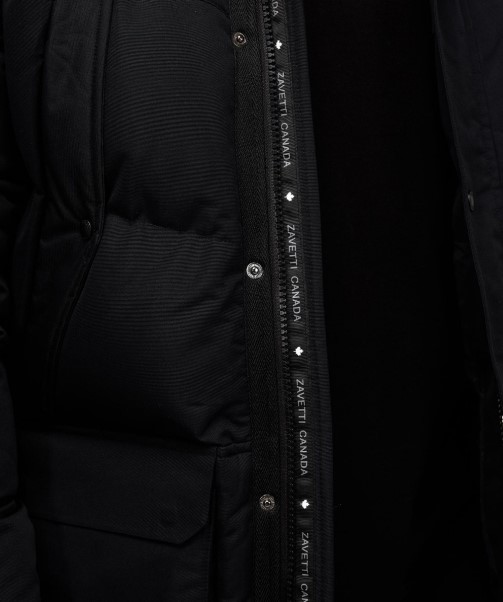 Thelon Long Puffer Parka Jacket Black Zavetti Canada