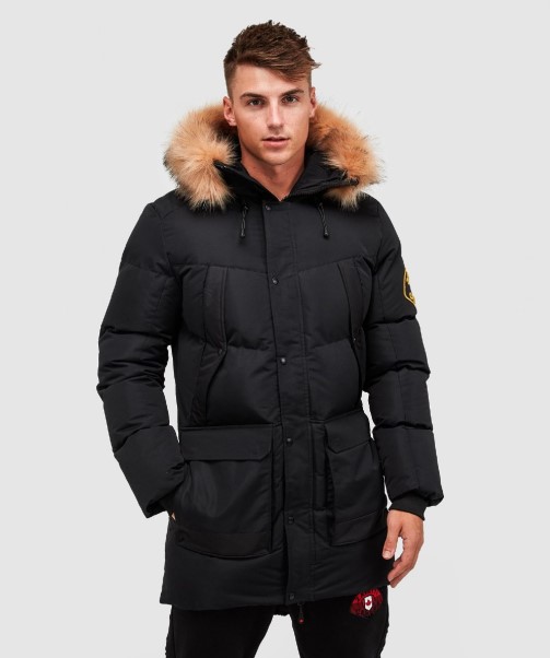 Thelon Long Puffer Parka Jacket Black Zavetti Canada