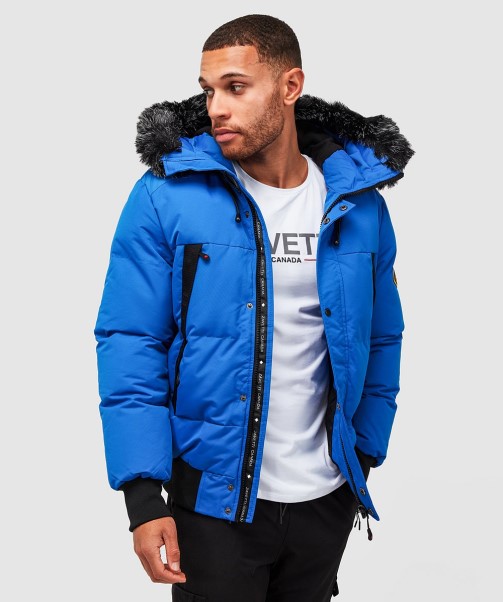 Zavetti Canada Aylmer Puffer Fur Hooded Bomber Jacket Asphalt