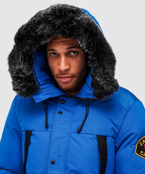 Zavetti Canada Aylmer Puffer Fur Hooded Bomber Jacket Asphalt