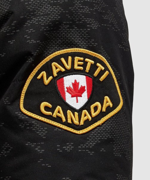 Jet Black Zavetti Canada Aylmer Reflective Puffer Fur Hooded Bomber Jacket