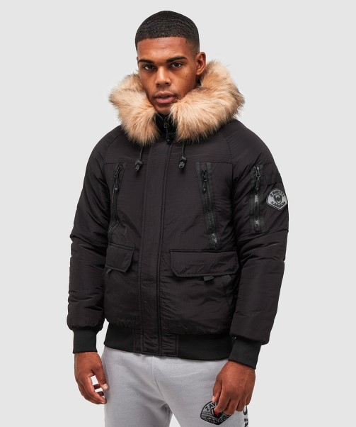 Black Carrick Puffer Bomber Jacket Zavetti Canada