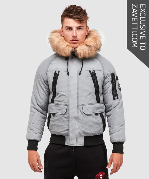 Grey Zavetti Canada Carrick Puffer Bomber Jacket