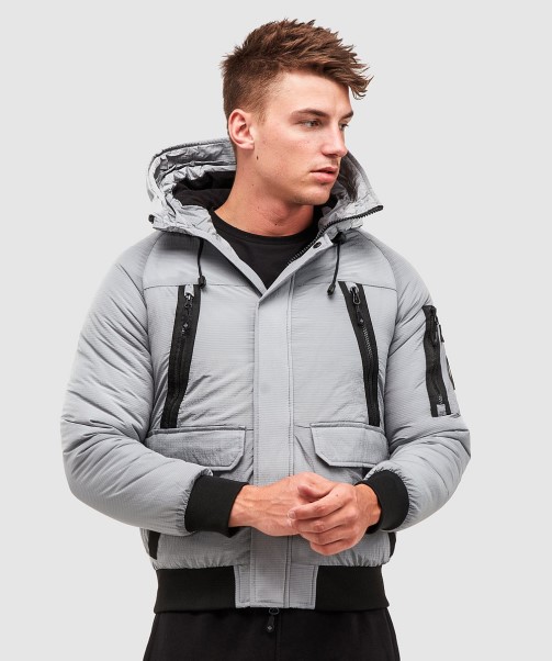 Grey Zavetti Canada Carrick Puffer Bomber Jacket