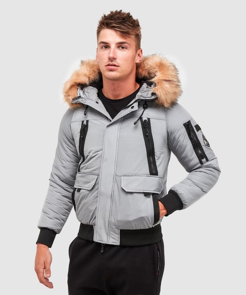 Grey Zavetti Canada Carrick Puffer Bomber Jacket