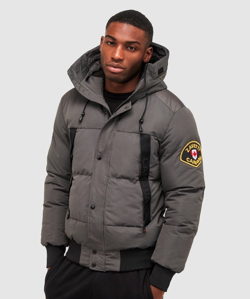 Aylmer Puffer Fur Hooded Bomber Jacket Zavetti Canada BLACK