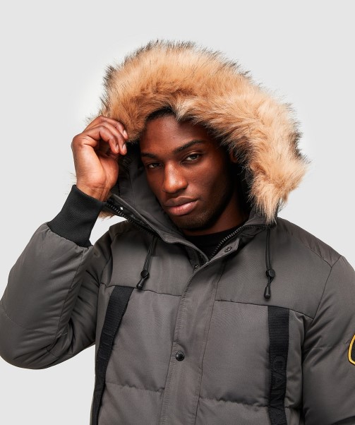 Aylmer Puffer Fur Hooded Bomber Jacket Zavetti Canada BLACK