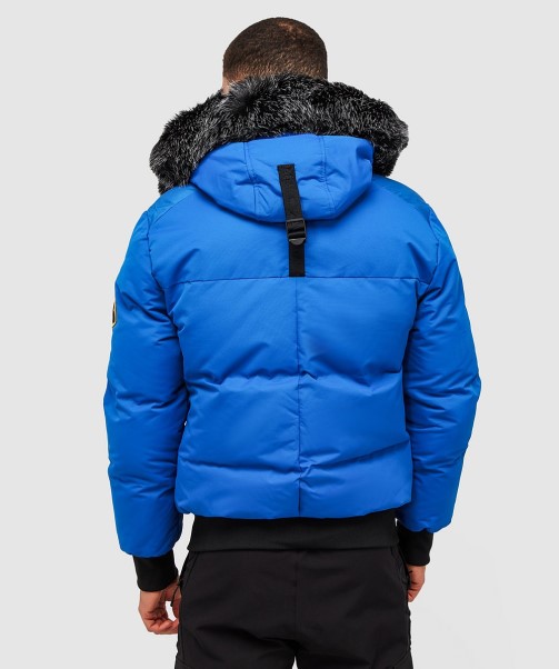 Aylmer Puffer Fur Hooded Bomber Jacket Zavetti Canada BLACK