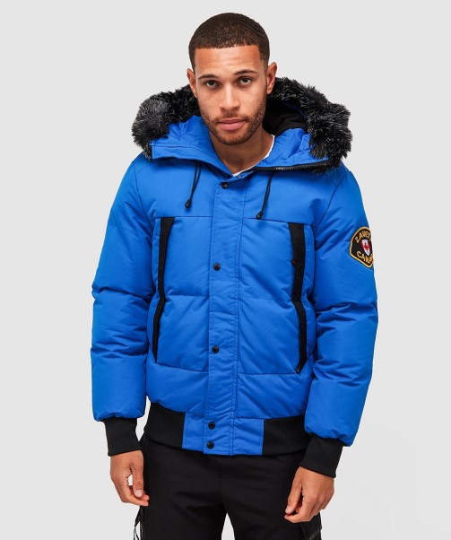 Aylmer Puffer Fur Hooded Bomber Jacket Zavetti Canada BLACK