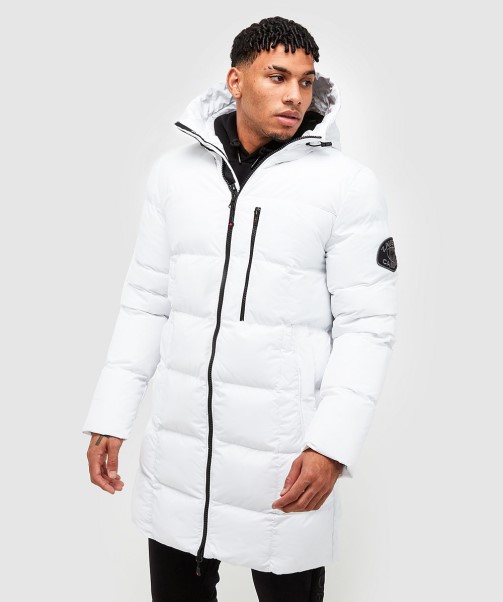 Grayson Longline Puffer Jacket White Zavetti Canada Fashion