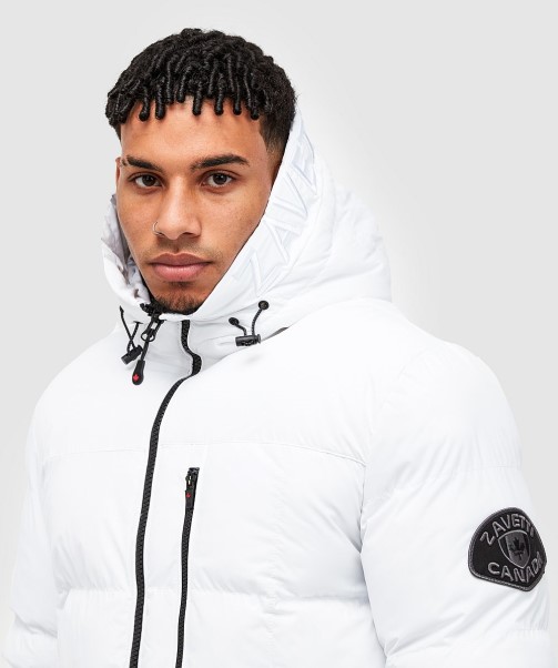 Grayson Longline Puffer Jacket White Zavetti Canada Fashion