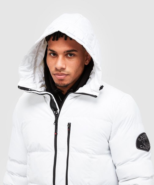 Grayson Longline Puffer Jacket White Zavetti Canada Fashion