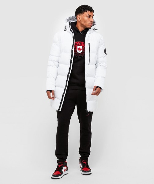 Grayson Longline Puffer Jacket White Zavetti Canada Fashion