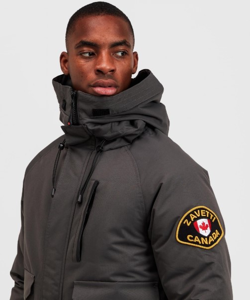 Abelli Tech Fur Hooded Bomber Jacket Zavetti Canada GREY