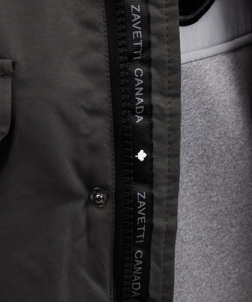 Abelli Tech Fur Hooded Bomber Jacket Zavetti Canada GREY