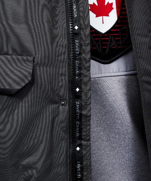 Abelli Tech Fur Hooded Bomber Jacket Zavetti Canada GREY