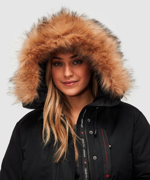 Black Zavetti Canada Fashion Womens Gabellia Crop Bomber Jacket