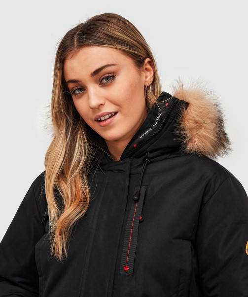 Black Zavetti Canada Fashion Womens Gabellia Crop Bomber Jacket