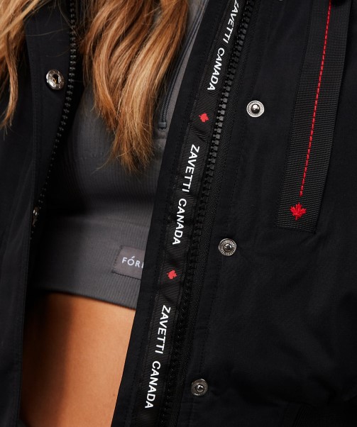 Black Zavetti Canada Fashion Womens Gabellia Crop Bomber Jacket