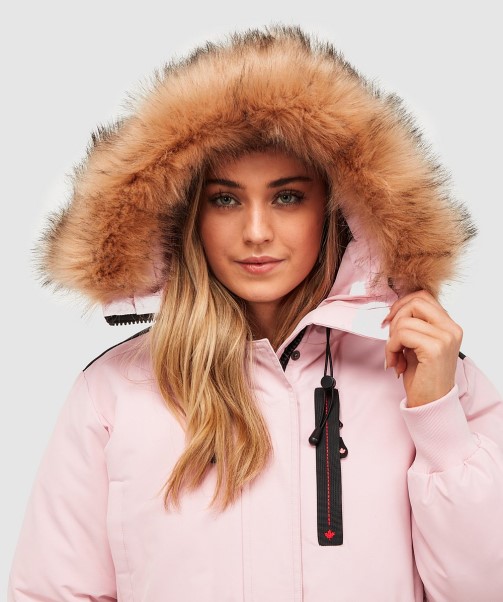 Pink Womens Gabellia Crop Bomber Jacket Zavetti Canada