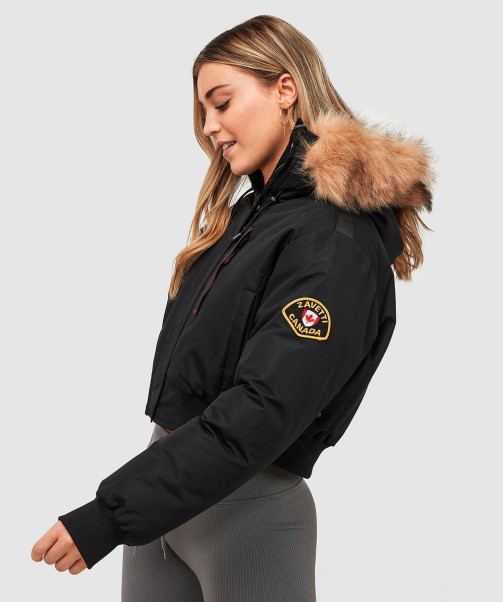 Pink Womens Gabellia Crop Bomber Jacket Zavetti Canada