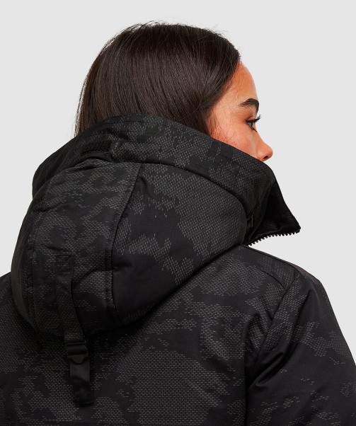 Womens Gabellia Camo Reflective Bomber Jacket Black Zavetti Canada Fashion