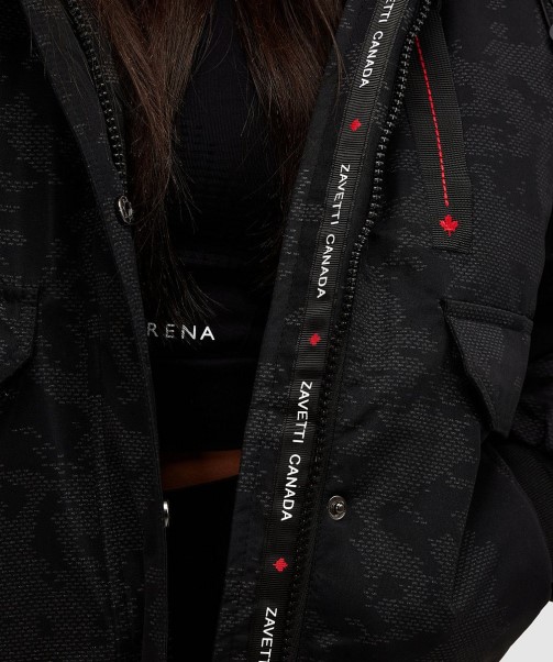 Womens Gabellia Camo Reflective Bomber Jacket Black Zavetti Canada Fashion