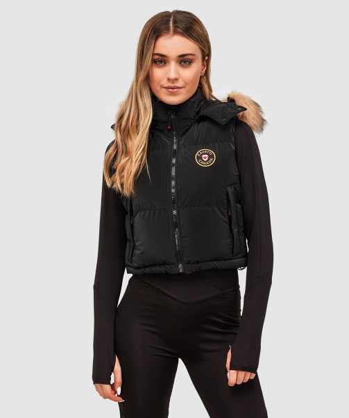Black Womens Bellucci 2.0 Cropped Gilet Zavetti Canada