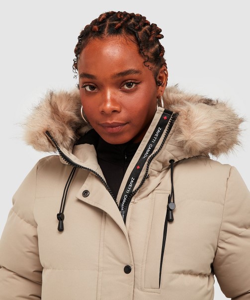 Womens Goshawa Puffer Parka Jacket Green Zavetti Canada Fashion