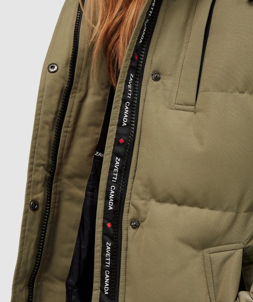 Womens Goshawa Puffer Parka Jacket Green Zavetti Canada Fashion