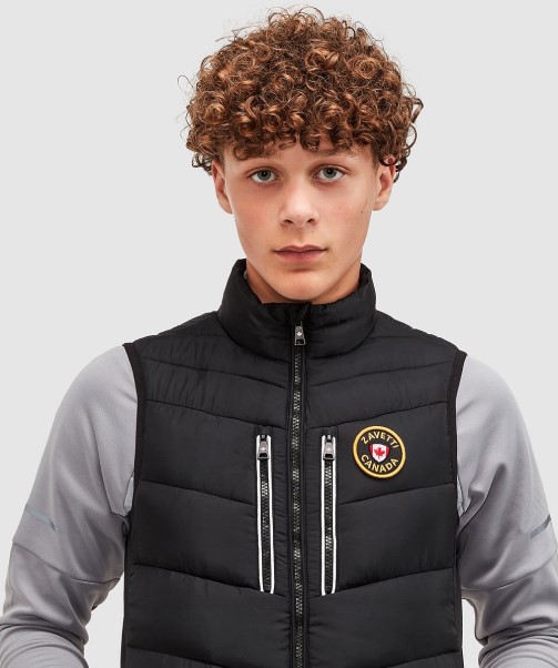 Black Junior Meslin Puffer Gilet Zavetti Canada Fashion