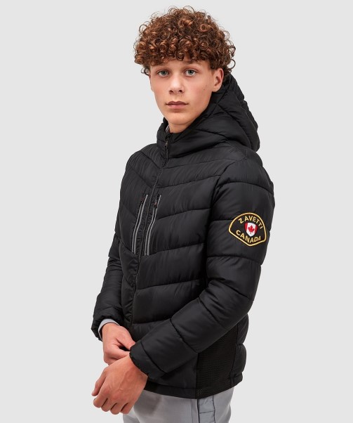 Junior Meslin Hybrid Puffer Jacket Zavetti Canada Black